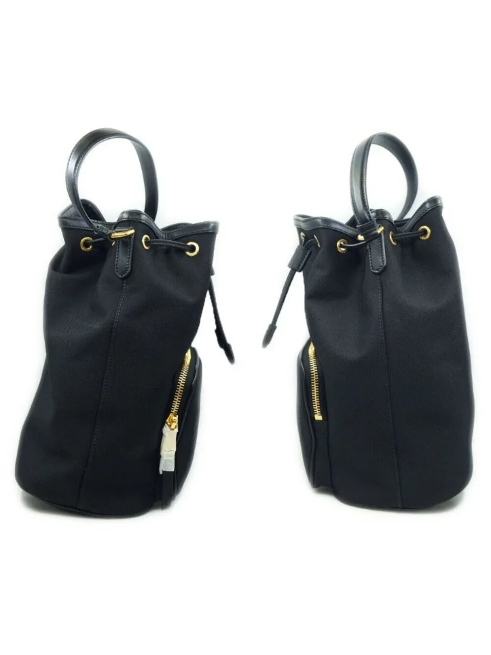 Prada Bucket Backpack Black Gold